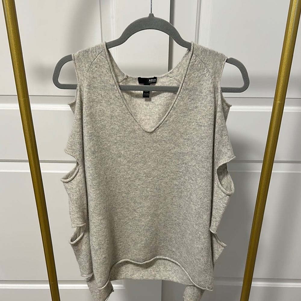 Gray Cold Shoulder Sweater